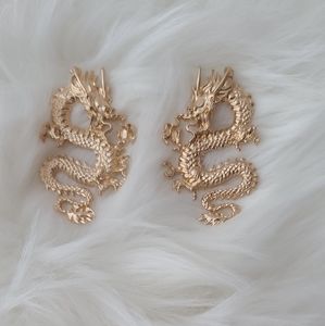 Gold dragon earrings